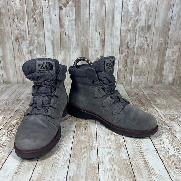 The North Face Gray Suede Leather Ankle Boots‎ Womens Hiking Casual Shoes - Picture 6 of 8